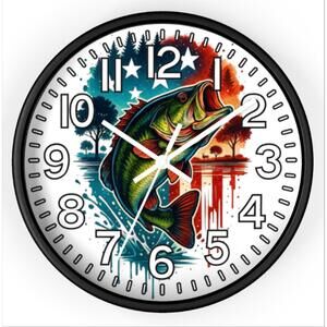 Wishing I Was Fishing Country Glow In The Dark Wall Clock New
